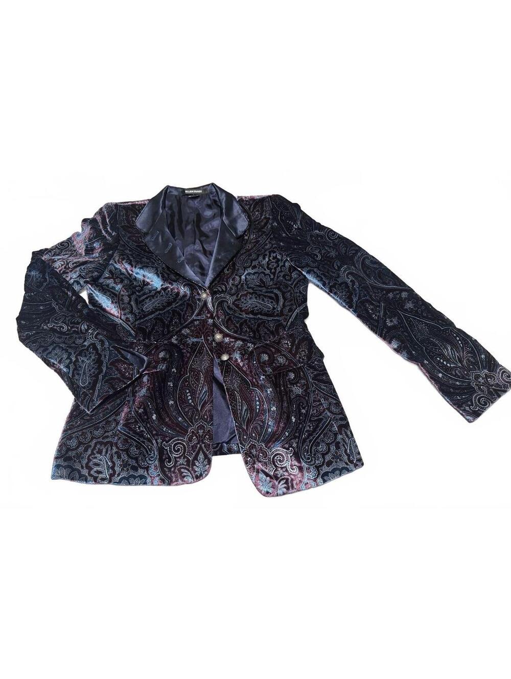 Ellen Tracy Blazer (2) Silk Velvet Y2K Paisley Jacket Elton John Beatles VTG